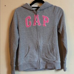 GAP Kids Hoodie in Gray with Pink Lettering